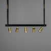 Holmes Linear Island Pendant With Leather Strap, Five Light-Mullan Lighting-Polished Brass-nirohome