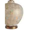 Ingram Ceramic Patterned Table Lamp With Copper Base & Linen Shade-Niro Home-nirohome