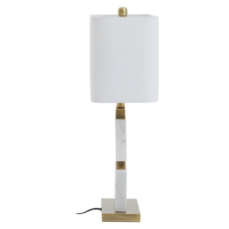 Irma Rectangular Marble Column Table Lamp With Gold Base & Fabric Shade-Niro Home-nirohome