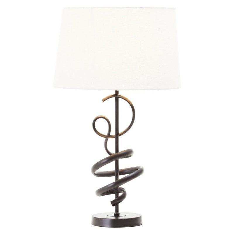 Jefferson Abstract Squiggle Matte Black Table Lamp With Linen Shade-Niro Home-nirohome