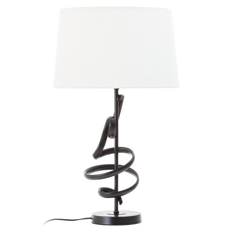 Jefferson Abstract Squiggle Matte Black Table Lamp With Linen Shade-Niro Home-nirohome