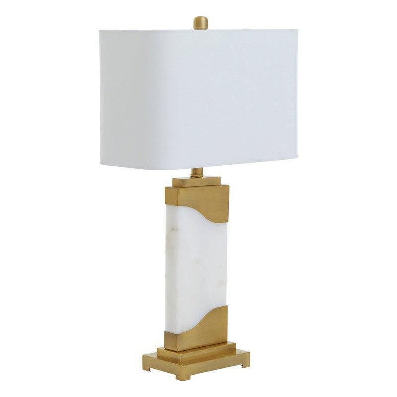 Kane Marble & Gold Rectangular Table Lamp With Ivory shade-Niro Home-nirohome