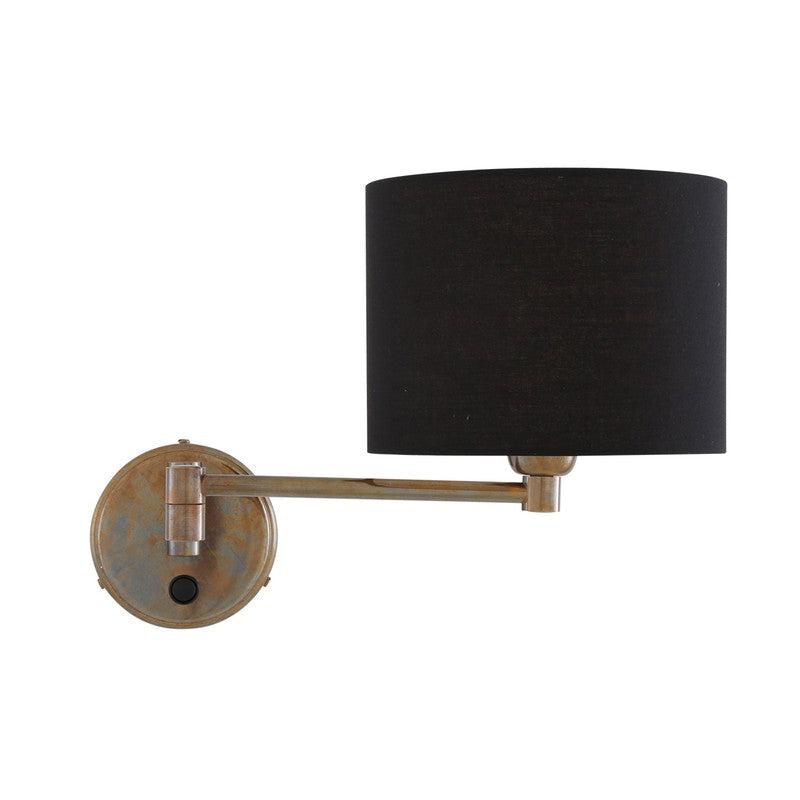 Kerry Swivel Arm Brass Wall Light With Fabric Shade-Mullan Lighting-Black-nirohome