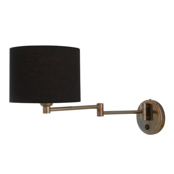 Kerry Swivel Arm Brass Wall Light With Fabric Shade