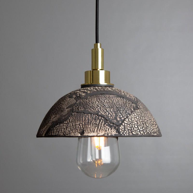 Kingii Black Clay Ceramic Dome Bathroom Pendant Light- 20cm IP44-Mullan Lighting-100cm-nirohome