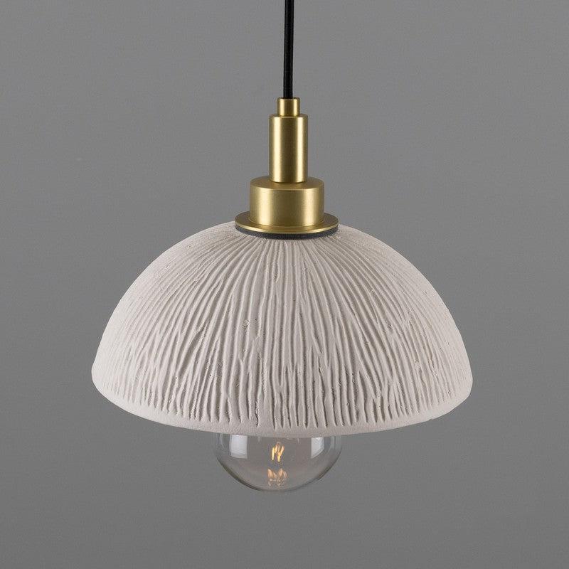 Kingii Matt White Striped Ceramic Dome Bathroom Pendant Light- 20cm IP44-Mullan Lighting-Antique Brass-100cm-nirohome