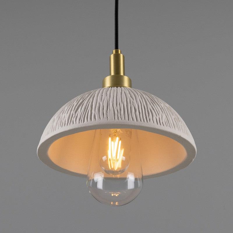 Kingii Matt White Striped Ceramic Dome Bathroom Pendant Light- 20cm IP44-Mullan Lighting-Antique Brass-100cm-nirohome