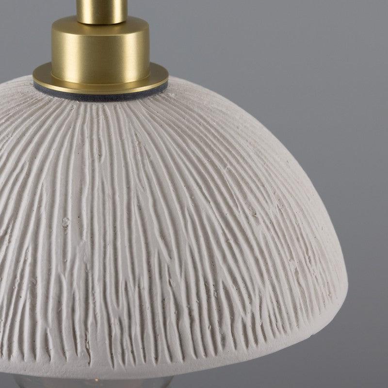 Kingii Matt White Striped Ceramic Dome Bathroom Pendant Light- 20cm IP44-Mullan Lighting-Antique Brass-100cm-nirohome