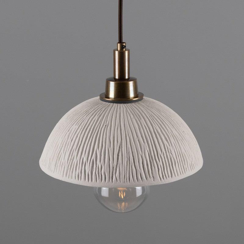 Kingii Matt White Striped Ceramic Dome Bathroom Pendant Light- 20cm IP44-Mullan Lighting-Antique Brass-100cm-nirohome