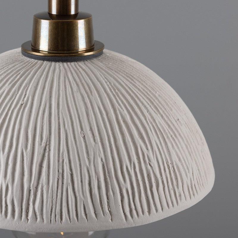 Kingii Matt White Striped Ceramic Dome Bathroom Pendant Light- 20cm IP44-Mullan Lighting-Antique Brass-100cm-nirohome