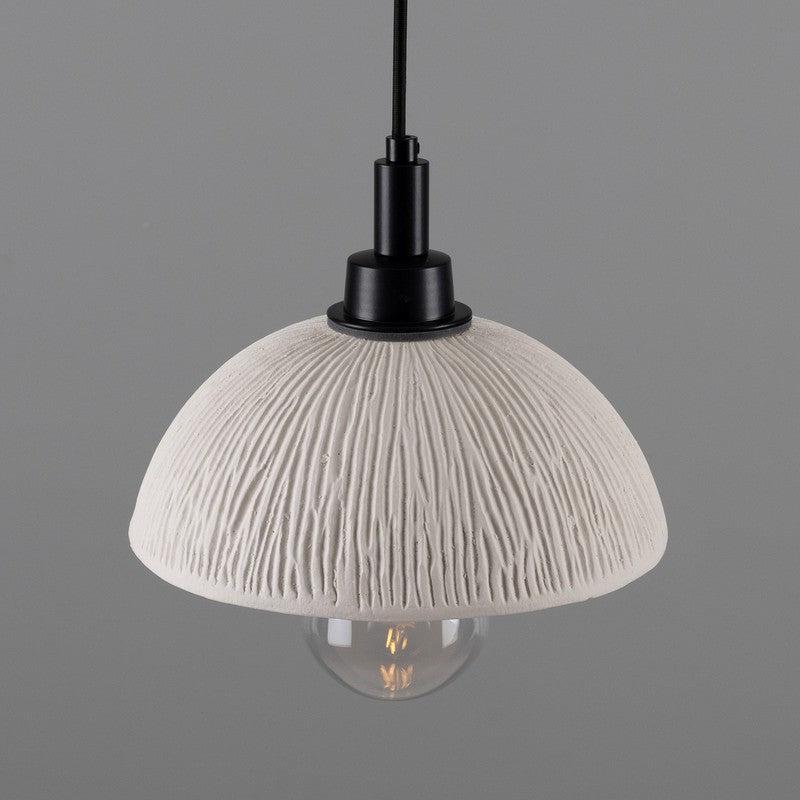 Kingii Matt White Striped Ceramic Dome Bathroom Pendant Light- 20cm IP44-Mullan Lighting-Antique Brass-100cm-nirohome