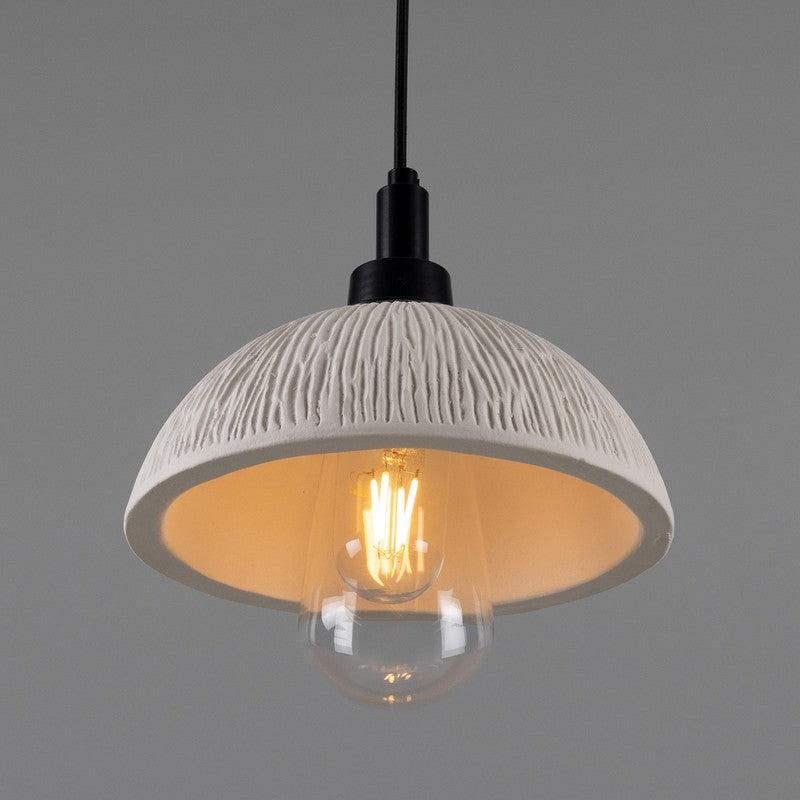 Kingii Matt White Striped Ceramic Dome Bathroom Pendant Light- 20cm IP44-Mullan Lighting-Antique Brass-100cm-nirohome