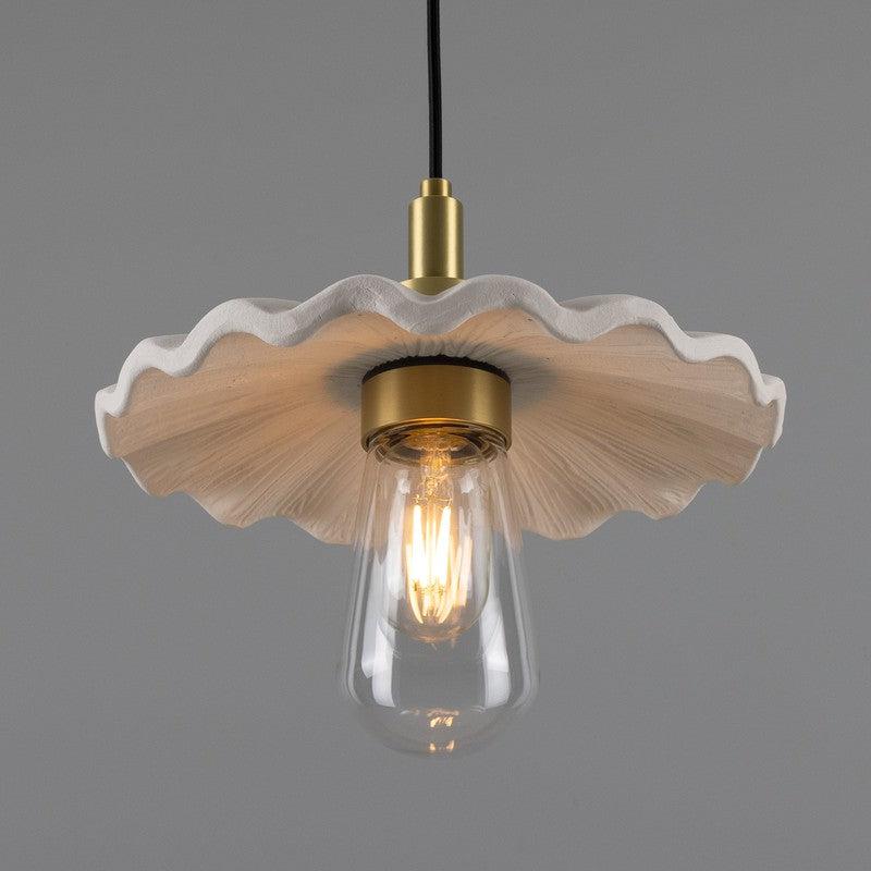 Kirhii Organic Matt White Ceramic Bathroom Pendant Light - 27cm IP44-Mullan Lighting-Antique Brass-100cm-nirohome