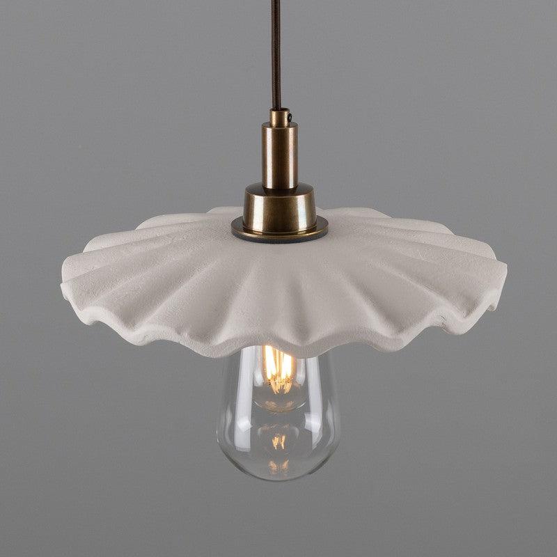 Kirhii Organic Matt White Ceramic Bathroom Pendant Light - 27cm IP44-Mullan Lighting-Antique Brass-100cm-nirohome