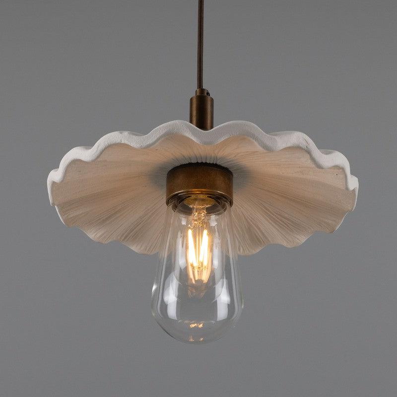 Kirhii Organic Matt White Ceramic Bathroom Pendant Light - 27cm IP44-Mullan Lighting-Antique Brass-100cm-nirohome