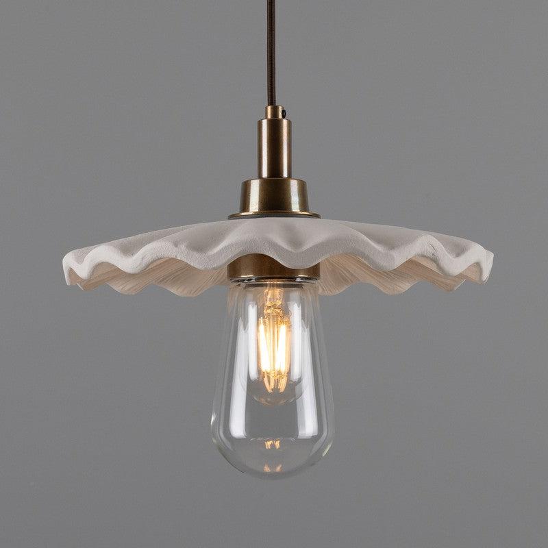 Kirhii Organic Matt White Ceramic Bathroom Pendant Light - 27cm IP44-Mullan Lighting-Antique Brass-100cm-nirohome