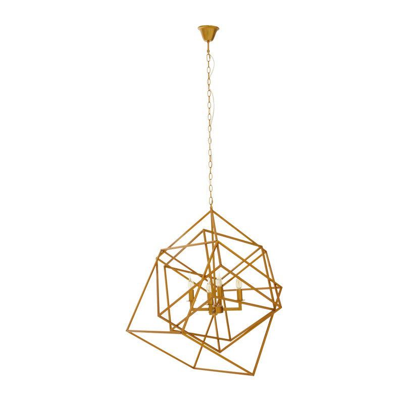 Kline Brass 4 Bulb Geometric Chandelier-Wrenford & Co.-nirohome
