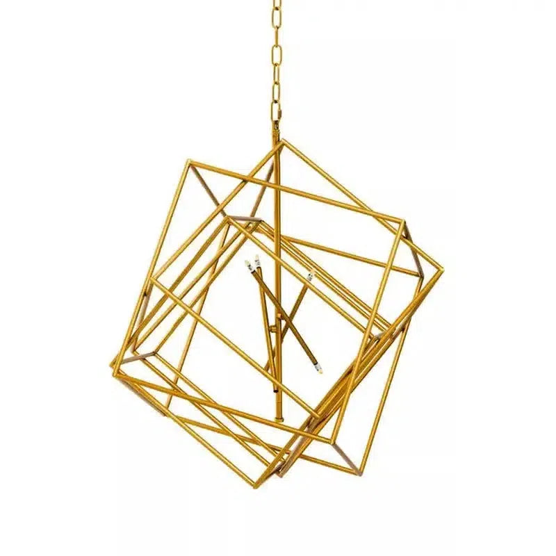 Kline Large Brass Overlapping Cube Shaped Pendant Light-Wrenford & Co.-nirohome