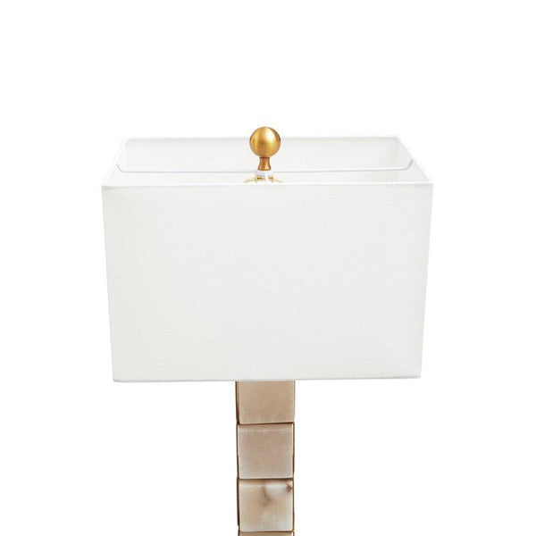 Knox Modern Marble Column Table Lamp With Square Fabric Shade