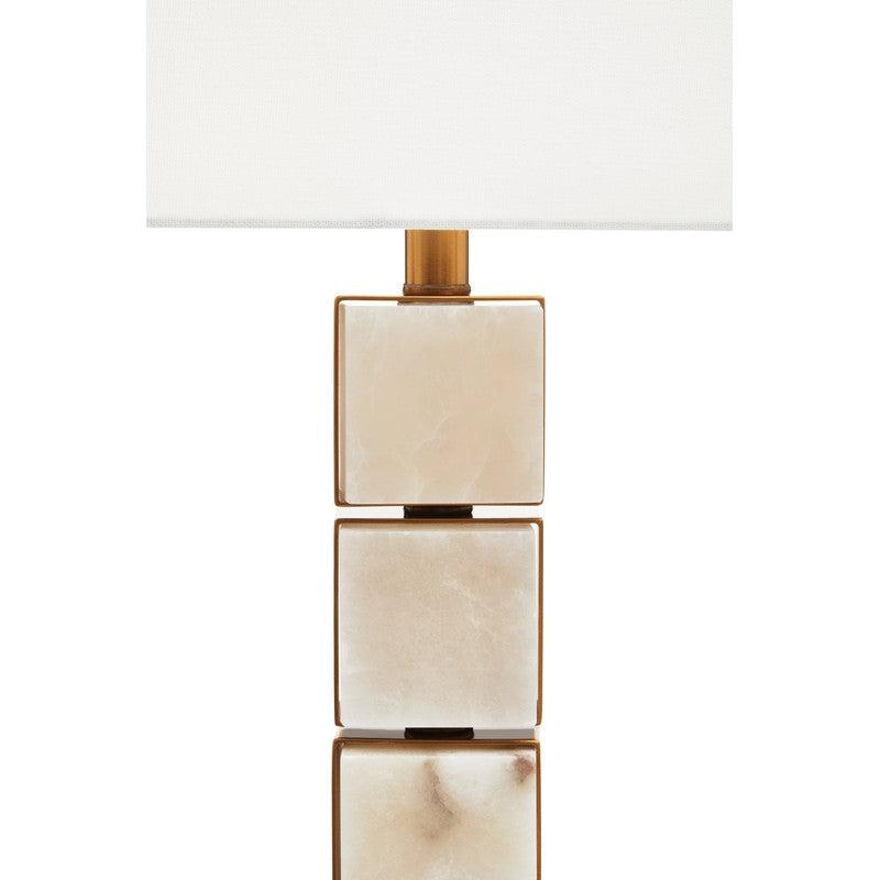 Knox Modern Marble Column Table Lamp With Square Fabric Shade-Niro Home-nirohome