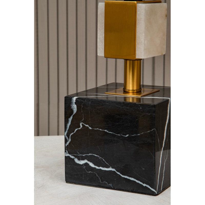 Knox Modern Marble Column Table Lamp With Square Fabric Shade-Niro Home-nirohome