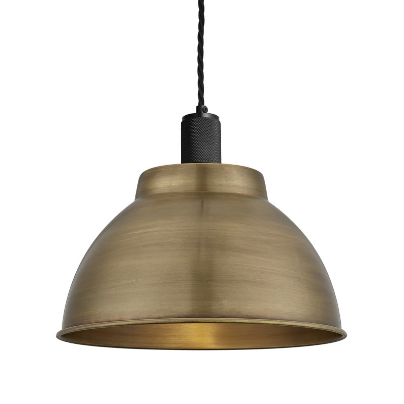 Knurled Dome Pendant Light - 13 Inch-Industville-Brass-Black-nirohome