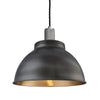 Knurled Dome Pendant Light - 13 Inch-Industville-Pewter & Brass-Pewter-nirohome