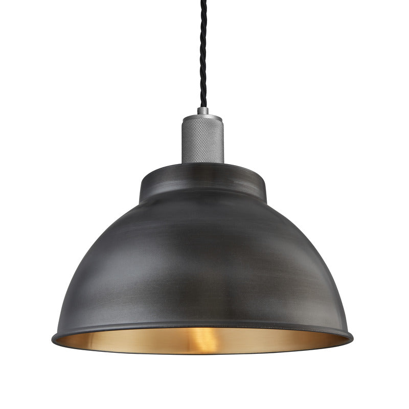 Knurled Dome Pendant Light - 13 Inch-Industville-Pewter & Brass-Pewter-nirohome