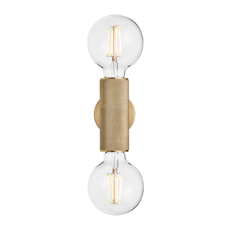 Knurled Edison Double Wall Light-Industville-Brass-nirohome