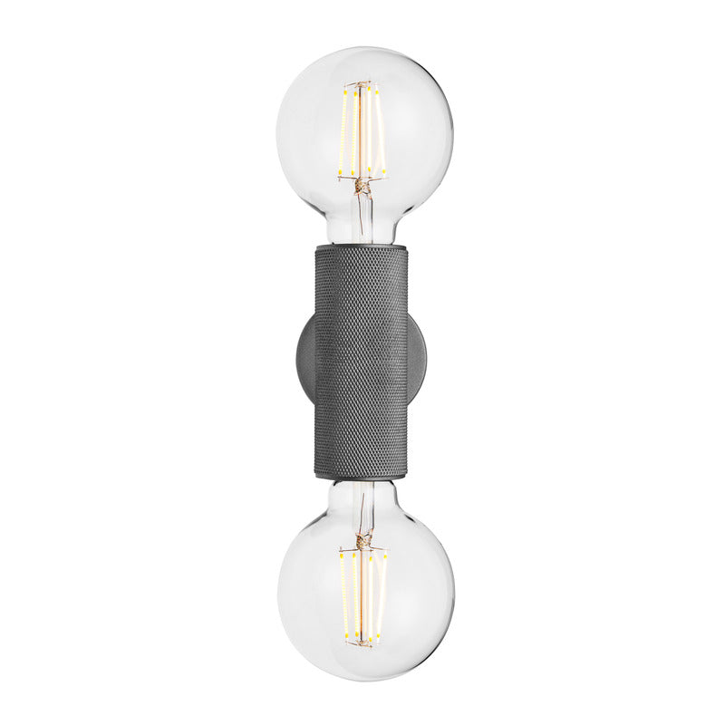 Knurled Edison Double Wall Light-Industville-Brass-nirohome