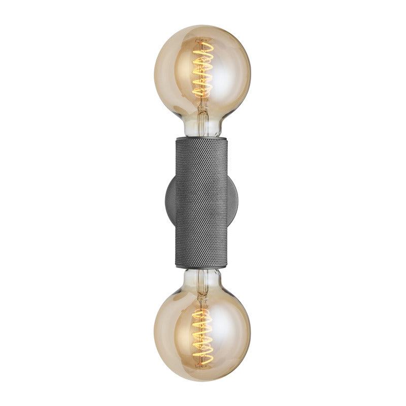 Knurled Edison Double Wall Light-Industville-Brass-nirohome