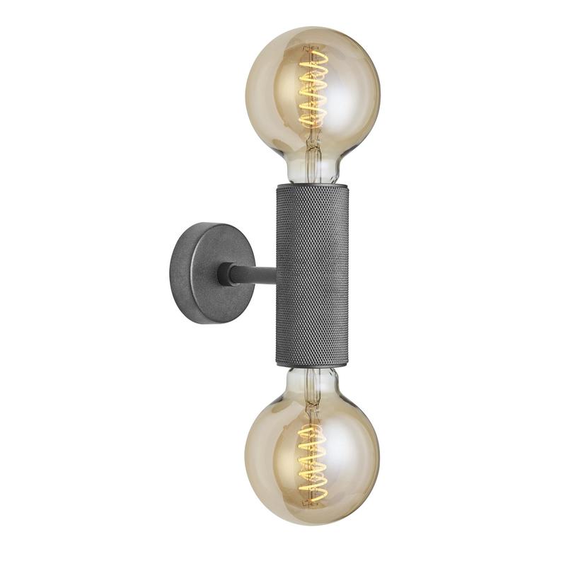 Knurled Edison Double Wall Light-Industville-Brass-nirohome