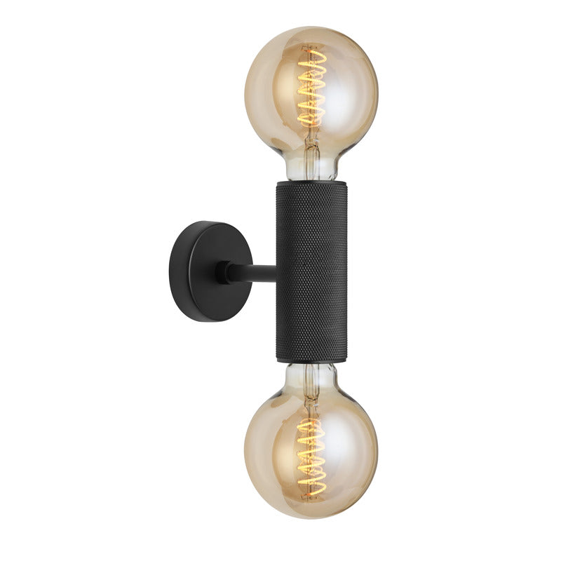 Knurled Edison Double Wall Light-Industville-Brass-nirohome