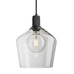 Knurled Glass Schoolhouse Pendant - 10 Inch-Industville-Clear-Black-nirohome