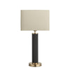 Knurled Pillar Table Lamp-Industville-Black-Natural Cotton Rounded Rectangle - Medium Shade-nirohome