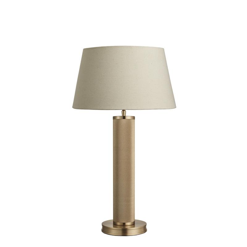 Knurled Pillar Table Lamp-Industville-Brass-Natural Cotton Empire - Large Shade-nirohome