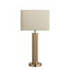Knurled Pillar Table Lamp-Industville-Brass-Natural Cotton Rounded Rectangle - Medium Shade-nirohome