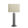 Knurled Pillar Table Lamp-Industville-Pewter-Natural Cotton Rounded Rectangle - Medium Shade-nirohome