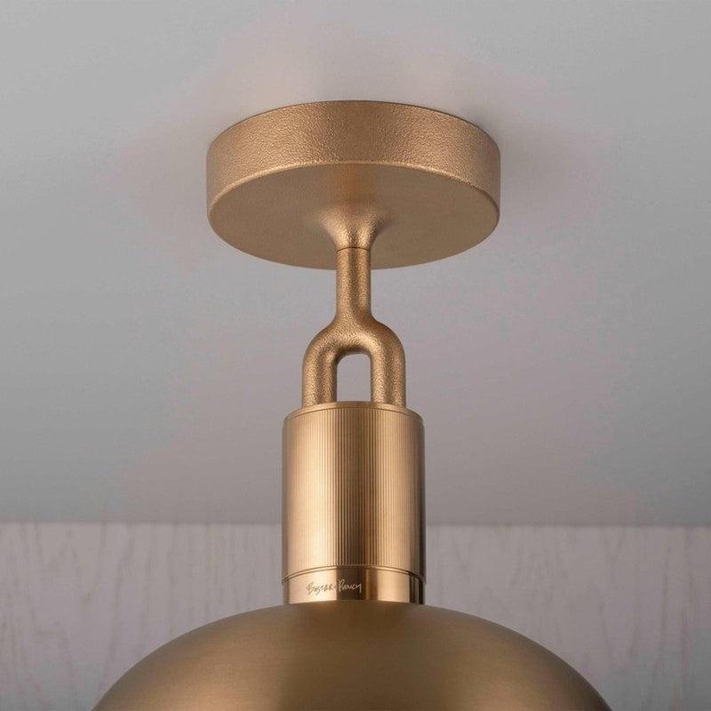 Large Forked Ceiling Light With Shade And Smoked Glass Globe-Buster + Punch-Brass-nirohome