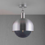 Large Forked Ceiling Light With Shade And Smoked Glass Globe-Buster + Punch-Steel-nirohome