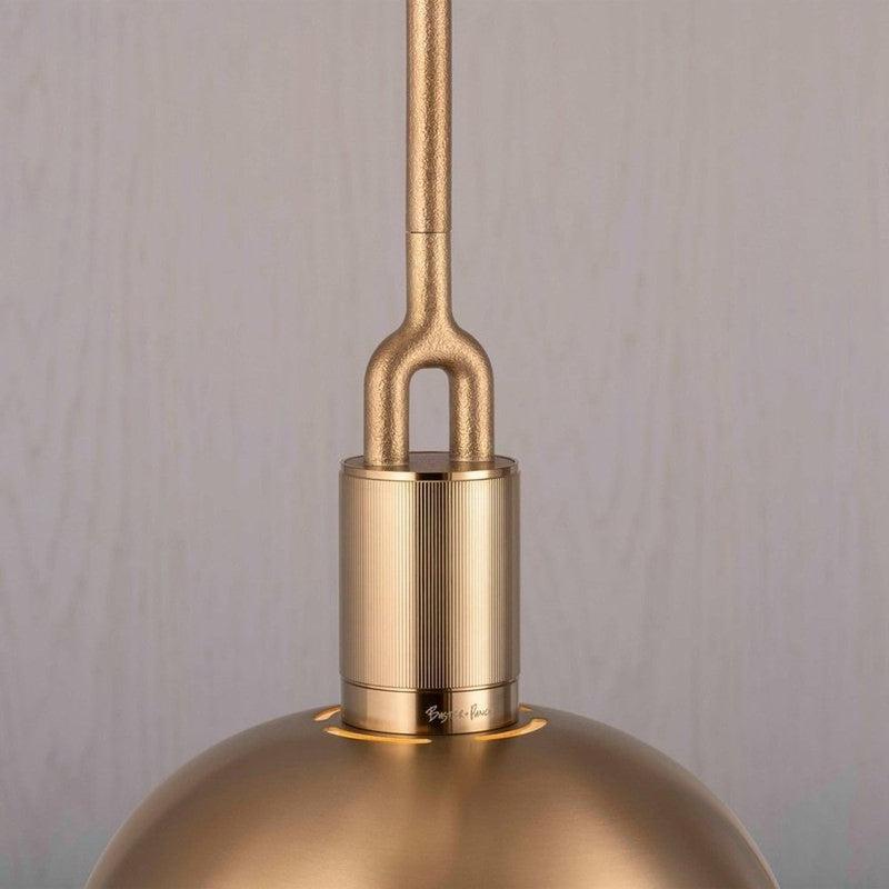 Large Forked Pendant With Shade And Opal Glass Globe-Buster + Punch-Brass-nirohome