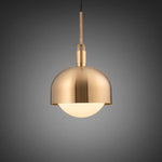 Large Forked Pendant With Shade And Opal Glass Globe-Buster + Punch-Brass-nirohome