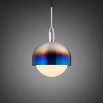 Large Forked Pendant With Shade And Opal Glass Globe-Buster + Punch-Burnt Steel-nirohome