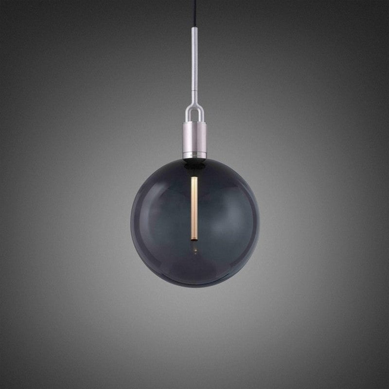 Large Forked Pendant with Smoked Glass Globe-Buster + Punch-Steel-nirohome