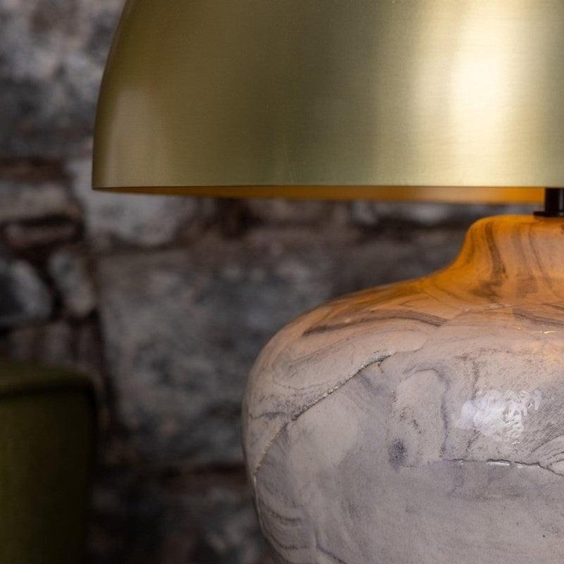 Lawson Ceramic Marbled Table Lamp With Brass Dome Shade-Mullan Lighting-nirohome