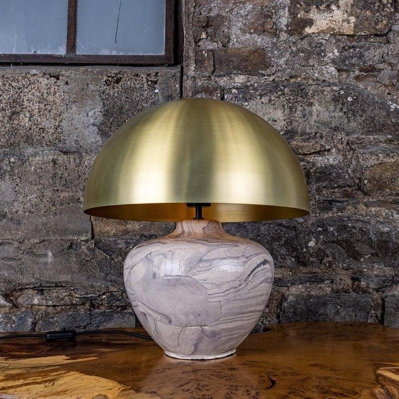 Lawson Ceramic Marbled Table Lamp With Brass Dome Shade-Mullan Lighting-nirohome