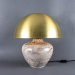 Lawson Ceramic Marbled Table Lamp With Brass Dome Shade-Mullan Lighting-nirohome