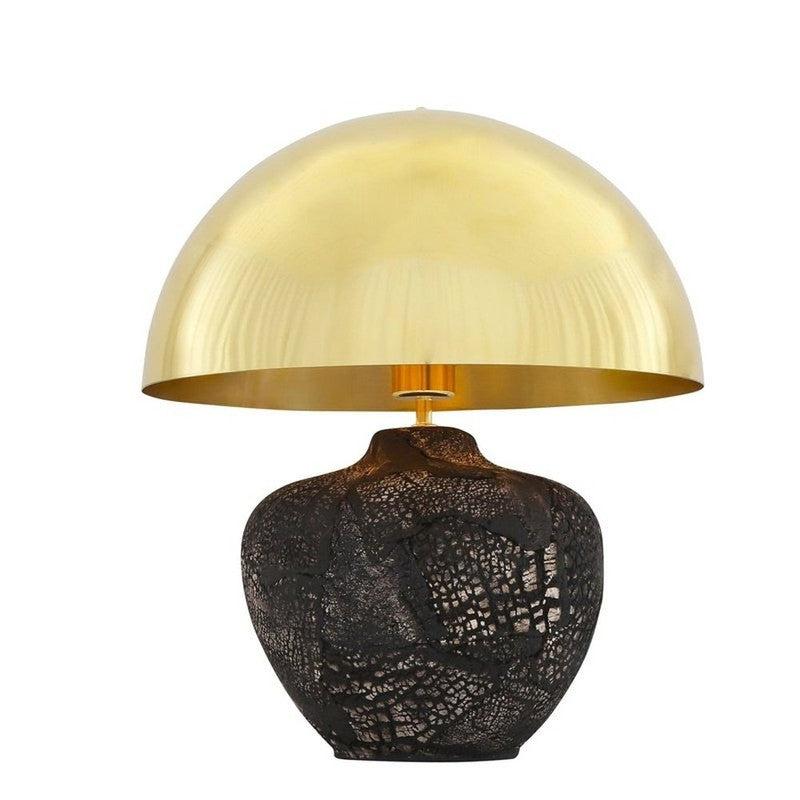 Lawson Ceramic Table Lamp With Brass Dome Shade in Black Clay-Mullan Lighting-nirohome