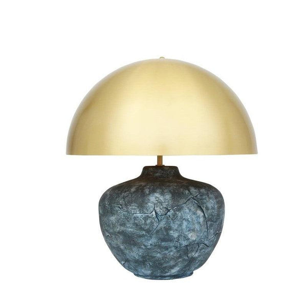 Lawson Ceramic Table Lamp With Brass Dome Shade in Blue Earth