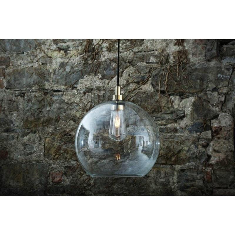 Leith Open Glass Globe Pendant Light-Mullan Lighting-Antique Brass-Clear-100cm-nirohome